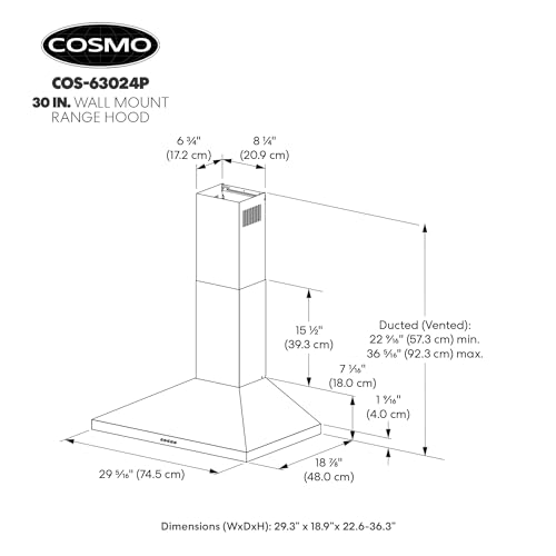image for COSMO COS-63024P 30 in. Nebula Collection 250 CFM Ducted Wall Mount Ra