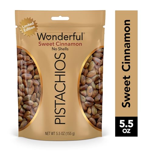 Image of Wonderful Pistachios No Shells, Sweet Cinnamon Flavored Nuts, 5.5 Ounce Resealable Bag, Protein Snacks, Gluten Free, Healthy Vegan Snacks