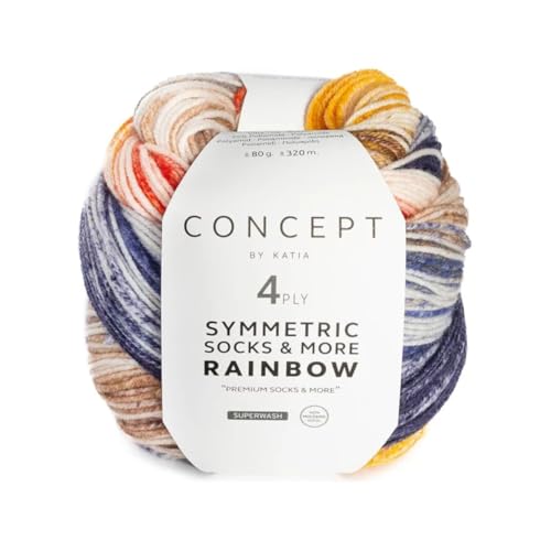 SYMMETRIC RAINBOW de Concept by Katia en ovillos de 80 gramos y 320 metros. (54 - Azul-Camel-Ocre)