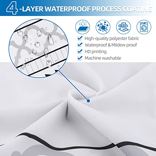 Shower Curtain Set 4 Pcs, Bathroom Sets With Shower Curtain Rugs, Toilet Lid Cover And Bath Mat, Ultra Soft Microfiber Water Absorbent Rugs, Durable Waterproof Shower Curtain With 12 Hooks(71" X 71") #TOP4