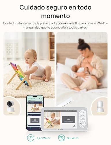 Miniatura 9 de Dr.Care Lumiview Plus Monitor Bebé Wifi Con Clip Pantalla 5.5 , Cámara 2k, Modo Privacidad, Batería 5000mah, Luz Rgb, Alertas Llanto Y Movimiento 1 Cámara 1 Monitor 1 Soporte Clip