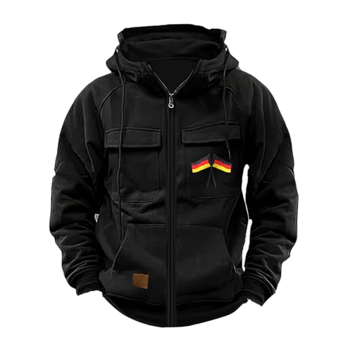 Cocila American Style Sweatshirt Men'S Winter Plus Velvet Thickened Warm Cold Proof Heavy Full Zip Hoodies For Men (Black, M) Orange Polo Neck Junmers Mens Oversized Grey Uk Up Junmerss Designer