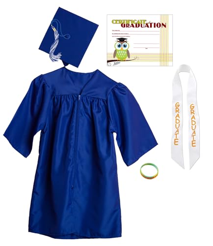 Jostens Children's Unisex Graduation Cap And Gown Set - Blue - Medium (52 inches) - Formal - Polyester - Graduation Cap Gown Sets