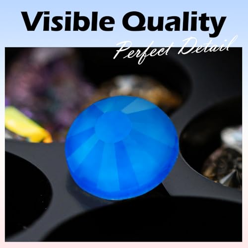 Image of Neon Blue Flatback Rhinestones, Glass Rhinestones for Nail Art and Craft, Glue Fix, Loose Crystal Gemstones(Neon Blue, SS30, 288pcs, 6.4-6.6mm)