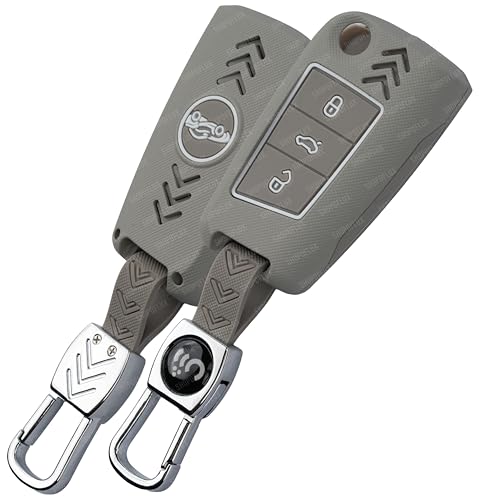 Image of SHOPOFLUX Metal Key Cover Compatible for Skoda & Volkswagen Cars Kylaq | Slavia | Kushaq | Octavia | Virtus | Taigun | Tiguan | T Roc 3 Button Flip Key