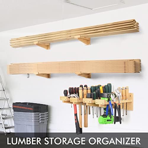 ikkle Tool Organiser Wall Mounted, Wooden Tools Storage Rack for Screwdriver Pliers Hammer and Cordless Drill, Multifunctional Utility Tools Holder for Workshop, Garage and Shed DIY Storage | 4 Pack