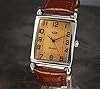 ERIKSEN Men's XL Vintage Retro Rectangular Leather Strap Analog Watch Silver COT-S #2
