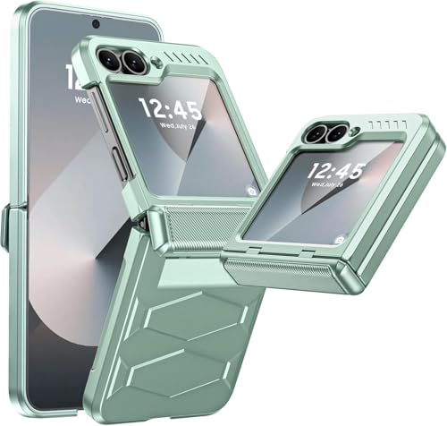 Image of Midkart Hinge Protection Cover Compatible with Samsung Galaxy Z Flip 6 / Z Flip 7 FE with Built-in Screen Protection Armor Case Shockproof, Mint Green