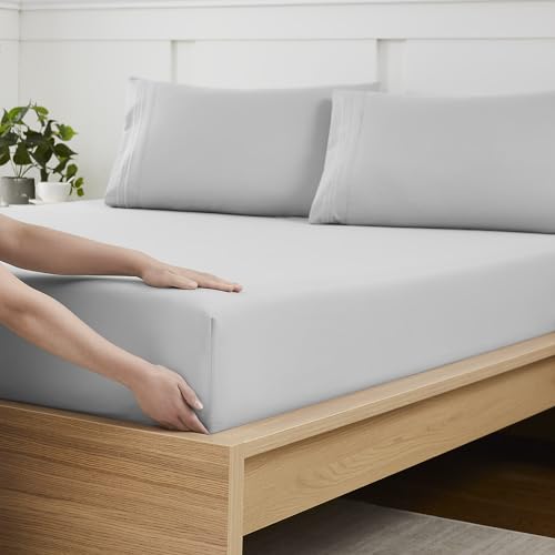 Sábana Bajera Individual XL con elástico Completo y Correas de Esquina integradas para Evitar Que se mueva, Ideal para dormitorios universitarios, sábana Inferior de Microfibra cepillada Suave y