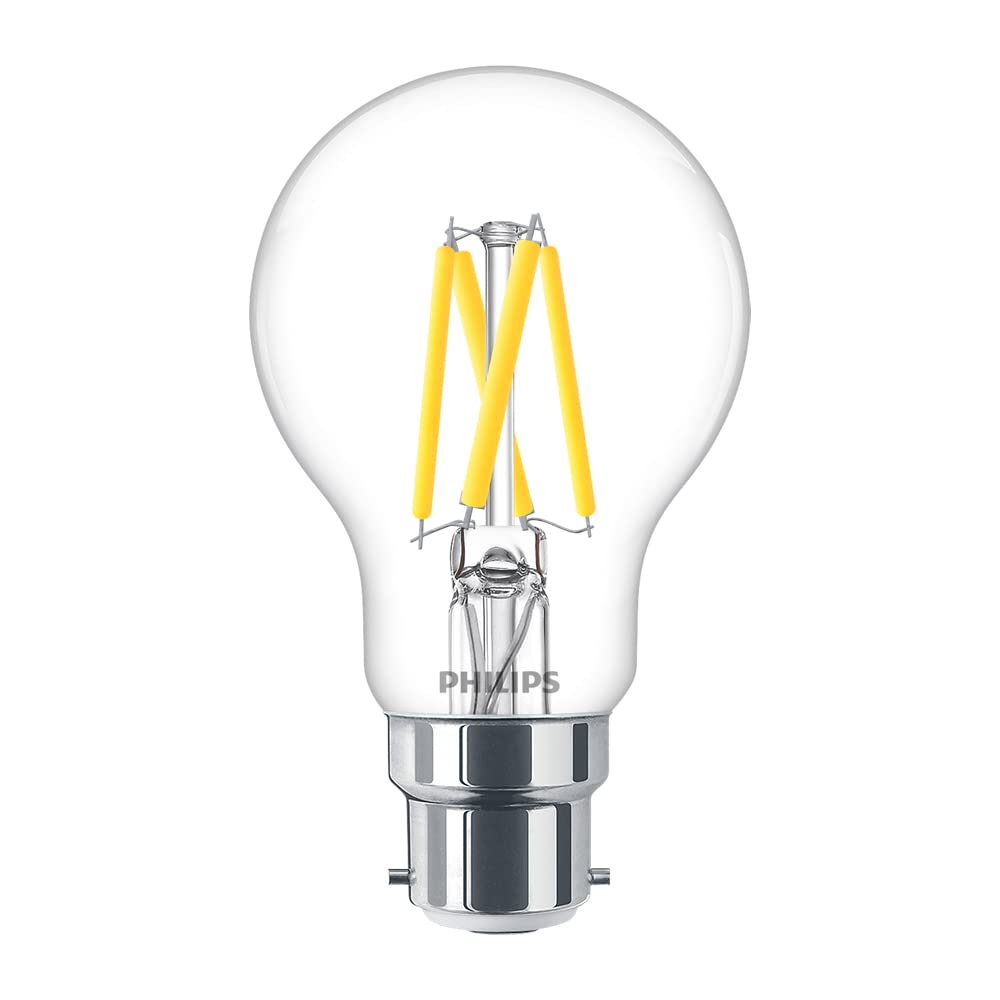 PHILIPS Master Value LED 3.4W (40W) A60 Glass Bulb, B22 Bayonet Cap, Dim Tone, Warm White, Clear Globe, UK