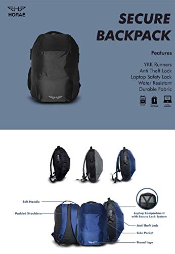 Image of HORAE Secure 20L Laptop Backpack with Safety Lock (Blue)