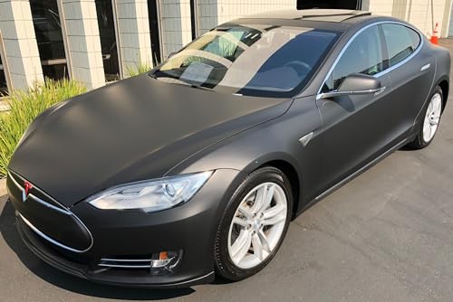 Image of LZLRUN Matte Black Car Vinyl Wrap Film Self Adhesive Air Release 1.5 x 5 ft | Repositionable, Contain installation tools, High stretch curve-conforming, Anti-scratch, For car truck moto furniture laptop