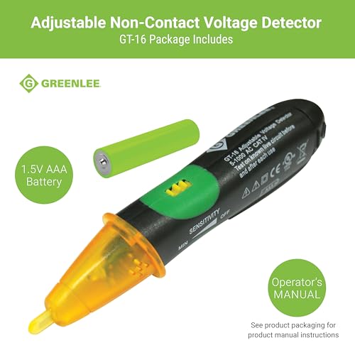 Image of Greenlee GT-16 Adjustable Non-Contact Voltage Detector, 5V - 1000V AC,Green, Greens
