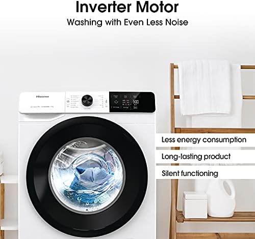 Hisense WFGE90141VM 60cm Freestanding 9 KG Front Load Washing Machine - 1400 RPM - Steam Cleaning - 20' Quick Wash - Inverter Motor - White