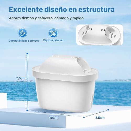 Miniatura 6 de Tikstoy Cartuchos De Filtro Compatible Con Jarra De Agua Brita Marella, Brita , Maxtra , Maxtra Plus Filtros, Eliminación De Cloro, Sabor Fresco, 6pcs Cartuchos De Filtro De Agua