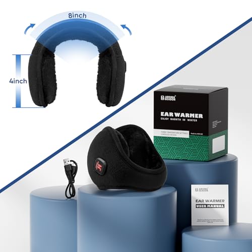 aroma season heated ear muffs for winter 1000 mah rechargable fleece ear warmers ear covers for cold weather warm gifts for women men kids