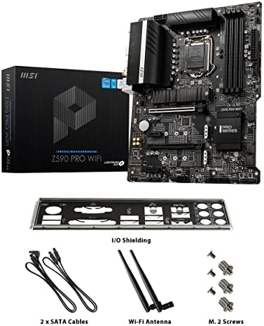 MSI Z590 PRO WIFI Motherboard ATX - Supports Intel Core 11th Gen Processors, LGA 1200 - 12 Duet Rail 55A VRM, DDR4 Boost (5333MHz OC), PCIe 4.0 x16, 3 x M.2 Gen4/3 x4, 4K/60Hz HDMI, 2.5G LAN, Wi-Fi 6E