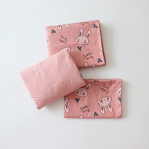 Emenpy 100% Cotton Crib Bedding Set For Infant Boys Girls,3 Pcs Baby Pattern Bed Linen Include Duvet Cover,Fitted Sheet,Pillowcase,Nursery Decoration,No Filler(Dark Pink) #TOP1