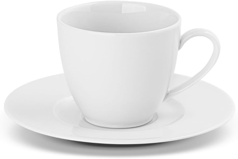 Gerlach 1760 Coffee Cup Set - Cappuccino Cups Coffee Service with Saucers - for 6 People - Porcelain - Modern New - White 185 ml