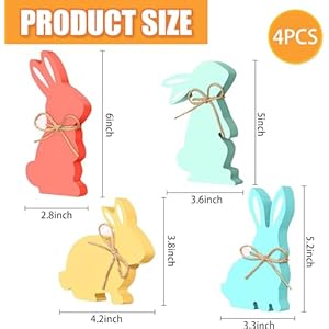 4Pcs Easter Bunny Table Wooden Sign DecorationsRabbit Shape with Rope Natural Wood Signs Spring Easter Table Centerpieces Decor Bunny Farmhouse Kitchen Dining Room Tabletop Decoration Home Office