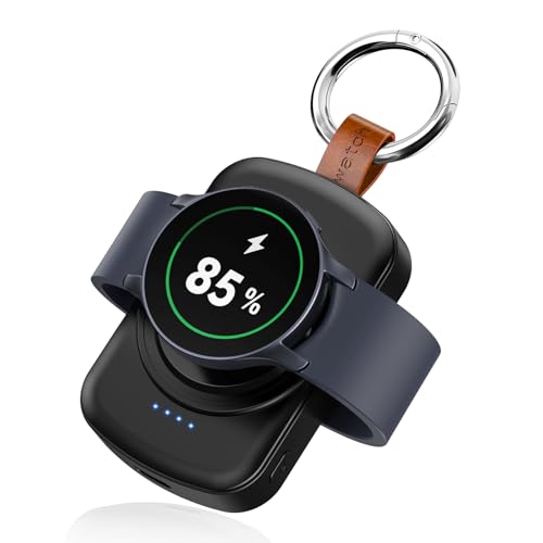 Przenośna ładowarka do Samsung Galaxy Watch 7 / Ultra/6/6 Classic / 5 Pro/5/4/3/Active 2/1, 1800 mAh Galaxy Watch, bezprzewodowa magnetyczna stacja ładująca do zegarka z zawieszką (czarna)