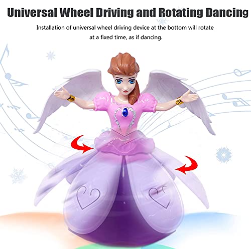 Image of Angel Girl Musical Dancing Rotating Toy Attractive Multicolor Flashing Lights Kids