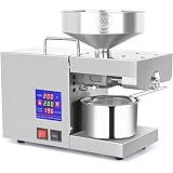 Máquina de prensado de Aceite Comercial, prensador de Aceite frío y Caliente de 610 W con Pantalla Digital Control de Temperatura de 0~300 ℃, Trabajo Continuo de 24 Horas, rendim