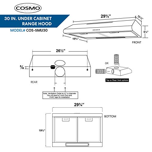 COSMO 30'' Under Cabinet Range Hood - Image 6