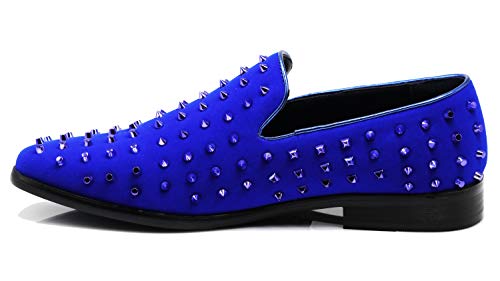 Image of SPK26 Men's Vintage Velvet Rhinestone Designer Dress Loafers Slip On Shoes Classic Tuxedo Dress Shoes