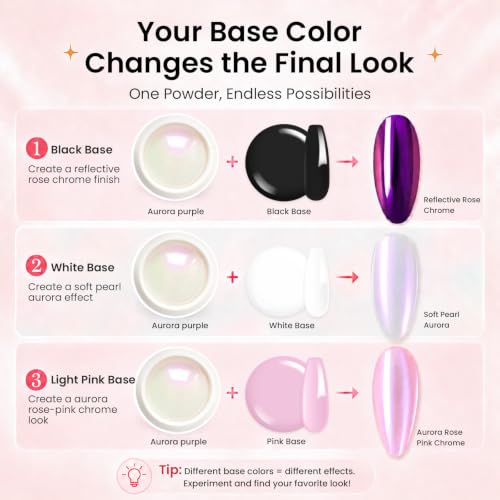 Beetles Chrome Nail Powder Set 8 Colors Mirror Effect Metallic Detail