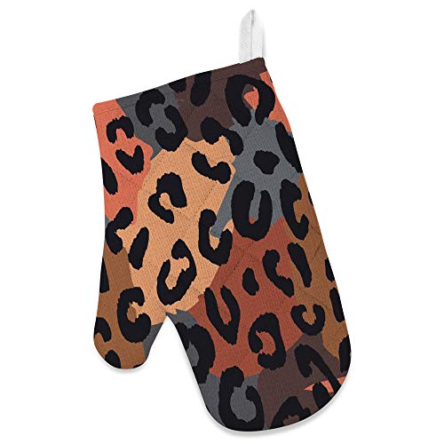 Tablier de cuisine imperméable léopard avec gant de cuisine et manique - 3