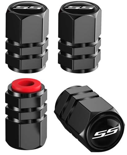 Aluminum Car Tire Valve Stem Caps Compatible with Chevy Camaro SS Car Accessories Corrosion Resistant Tire Valve Cap Set Stem Covers for Cars Trucks Motorcycles SUVs and Bikes