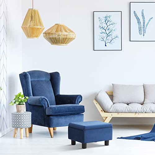 Baksea Small Footstool, Foot Stools Ottoman, Small Foot Stool With Storage Anti-Slip Rectangle Ottoman Foot Rest Stool For Couch, Under Desk, Living Room, Bedroom Foot Stool Velvet Dark Blue #TOP3