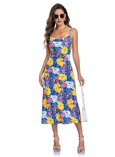 Image of Women's Spaghetti Strap Midi Satin Silk Dresses Slip Cowl Neck Party Cocktail Evening Sexy Dress