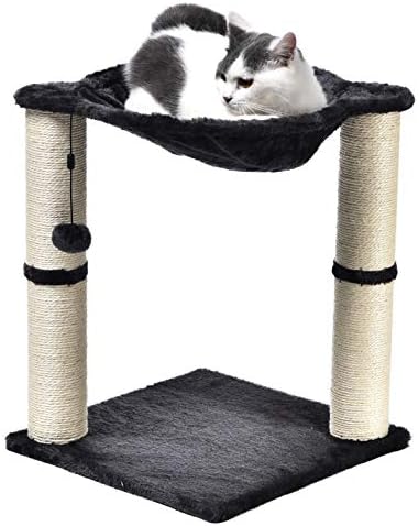 Amazon Basics Cat Tower with Hammock and Scratching Posts for Indoor Cats, 15.8 x 15.8 x 19.7 Inches, Gray