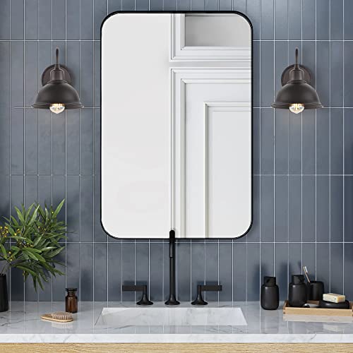Image of JONATHAN Y 8 inch Oil Rubbed Bronze Farmhouse Industrial 1-Light LED Vanity Wall Sconce for Bathroom Mirror Kitchen, Metal Shade, Dimmable Vintage Lighting, LED Bulb Included (JYL7481B)