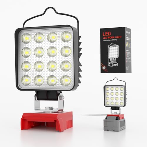 Image of 112W 11200LM LED Work Light for Milwaukee m18 18v Battery - Cordless Work Light w /USB & Type C Charging Port 180 Adjustable Angle Portable Flood Light Flashlight,Fathers Day Tool Gifts for Men Dad