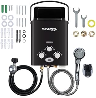 Portable Water Heater Propane Tankless - 6L 1.58GPM RV on demand Hot Gas Outdoor Digital Display Water Heater for Camping ,Boat,Cabins(black)