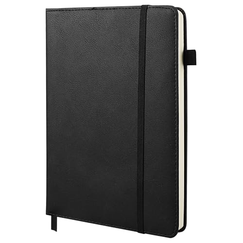 Cuaderno A5 negro-Cuaderno de tapa blanda gruesa con 320 páginas , tapa dura de para mujeres y hombres para la oficina o la escuela, 14,8 x 21 cm
