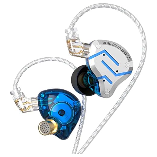 KZ ZS10 Pro Noise Cancelling Monitor Headphones,4BA+1DD 5 Driver in-Ear HiFi Metal Earphones with Stainless Steel Faceplate, 2 Pin Detachable Cable(Meteor Blue,Without Mic)