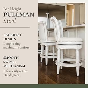 Maven Lane Pullman 31 Inch Tall Bar Height Upholstered Barstool with Back in White Oak Finish with Natural Color Fabric Cushion Seat, Set of 2 Maven Lane Pullman 31 Inch Tall Bar Height Upholstered Barstool with Back in White Oak Finish with Natural Color Fabric Cushion Seat Set of 2