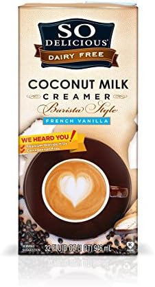 So Delicious Coconut Milk French Vanilla Creamer 32 Ounce, Dairy Soy Coconut Cashew and Almond Alternative French Vanilla Creamer, Shelf-Stable Aseptic Packaging