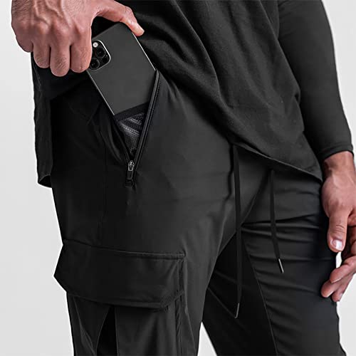 BOOMLEMON Mens Slim Cargo Jogger Pants Lightweight Workout Track Pants Athletic Gym Running Sweatpants with Pockets2