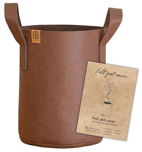 鉢カバー 観葉植物 6号鉢対応 プランターカバー 北欧インテリア おしゃれなフェルト 植木鉢カバー TOREDOOR (ブラウン, M)