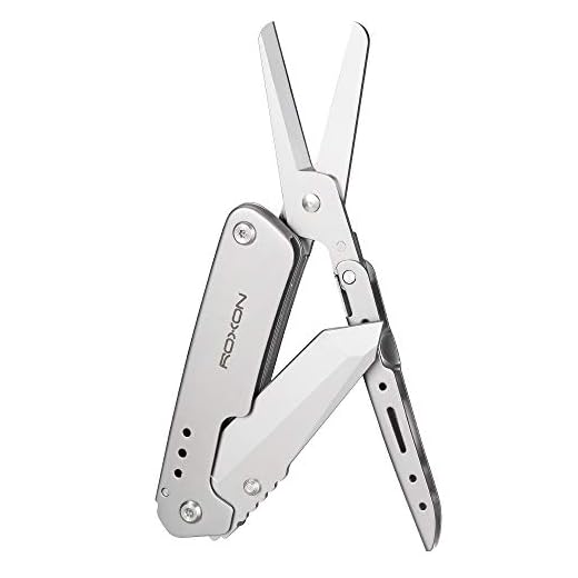 Roxon S501 Folding Pocket Knife and Scissors 2 in 1 Must-have at Home EDC Multi tool with Belt Clip, Perfect for Housework, Rescue, Hunting, Survival, Fishing, Hiking, Camping
