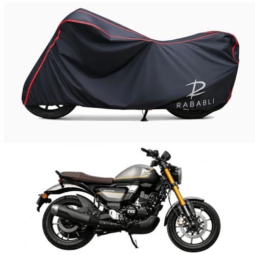 Image of Waterproof Bike Body Cover Compatible for | TVS Ronin | Taffeta Fabric, Red Piping Design, Bottom Elastic Fit | Dustproof, Sun UV & Rain Protection for All Bikes
