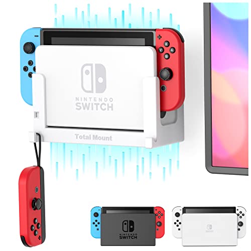 TotalMount Soporte de Pared para Nintendo Switch / Switch OLED, con gestión de Calor y Clip de Seguridad, Color Blanco Cover