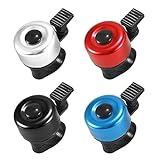 4 Stück Fahrradklingel,Fahrradglocke Aluminiumlegierung 120 db Mini Fahrrad Klingel Rennrad Radfahren Fahrradglocke Knackiger Sound für Erwachsene Kinder Jungen Mädchen(schwarz,Silber,rot,blau)