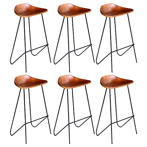 Vidaxl 2/4/6X Real Leather Bar Chairs Stools Iron Frame Restaurant Dining Room #TOP10