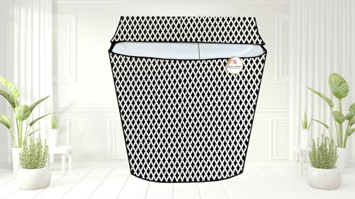 Image of Semi Automatic Washing Machine Cover for 6kg to 8kg Top Load | Waterproof & Dustproof Polyester Cover with Zip | Suitable with Samsung, LG, IFB, Bosch & More(51x 82 x 89 cm, Design 15)